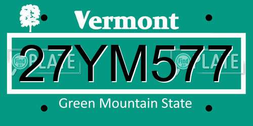 27YM577 Vermont License Plate