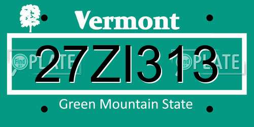 27ZI313 Vermont License Plate
