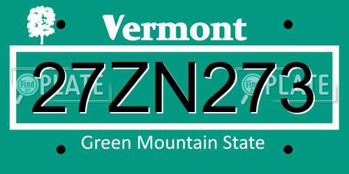 27ZN273 Vermont License Plate