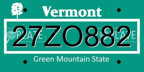 27ZO882 Vermont License Plate
