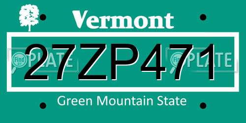 27ZP471 Vermont License Plate
