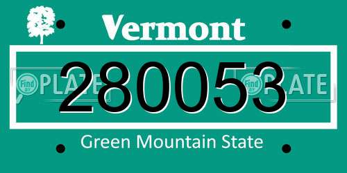 280053 Vermont License Plate
