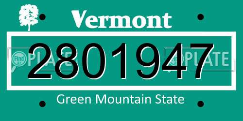 2801947 Vermont License Plate