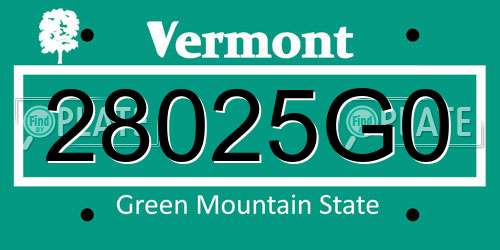 28025G0 Vermont License Plate