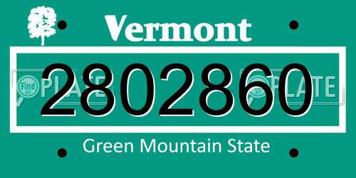 2802860 Vermont License Plate