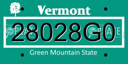 28028G0 Vermont License Plate