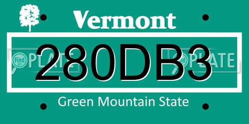 280DB3 Vermont License Plate