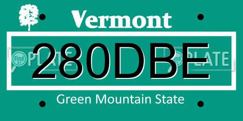 280DBE Vermont License Plate