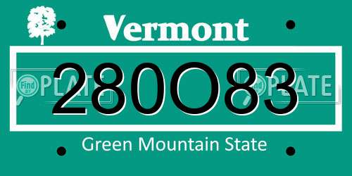 280O83 Vermont License Plate