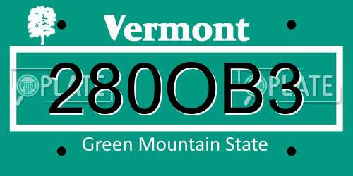 280OB3 Vermont License Plate