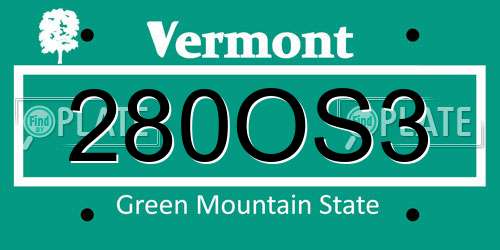 280OS3 Vermont License Plate