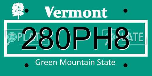 280PH8 Vermont License Plate