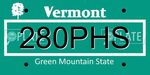 280PHS Vermont License Plate