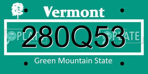 280Q53 Vermont License Plate