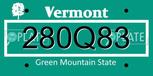 280Q83 Vermont License Plate