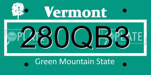 280QB3 Vermont License Plate