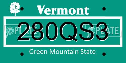 280QS3 Vermont License Plate