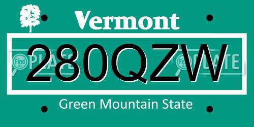 280QZW Vermont License Plate