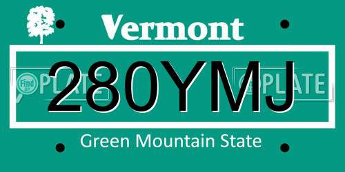 280YMJ Vermont License Plate