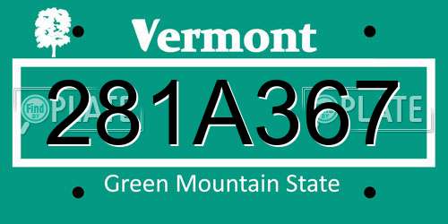 281A367 Vermont License Plate