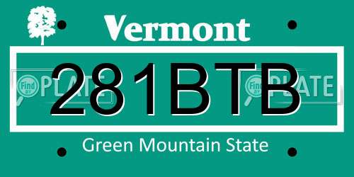 281BTB Vermont License Plate