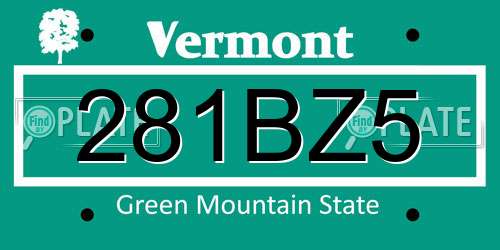 281BZ5 Vermont License Plate