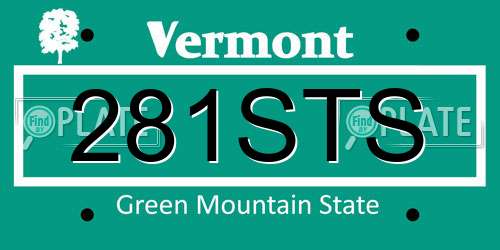 281STS Vermont License Plate
