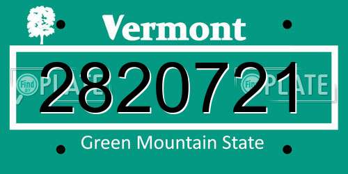2820721 Vermont License Plate