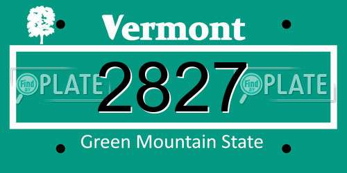 2827 Vermont License Plate