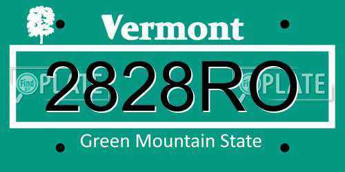 2828RO Vermont License Plate