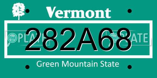 282A68 Vermont License Plate