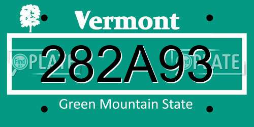 282A93 Vermont License Plate