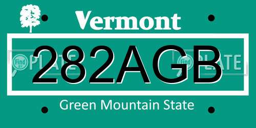282AGB Vermont License Plate