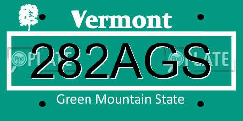 282AGS Vermont License Plate