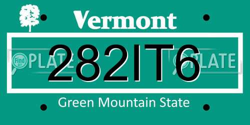 282IT6 Vermont License Plate