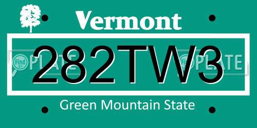 282TW3 Vermont License Plate
