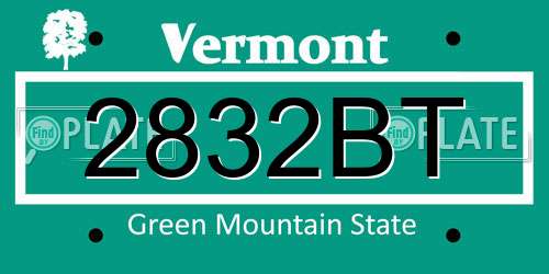2832BT Vermont License Plate