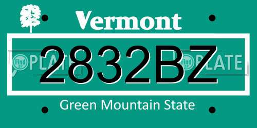 2832BZ Vermont License Plate