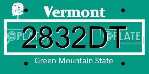 2832DT Vermont License Plate