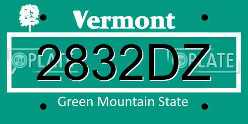 2832DZ Vermont License Plate
