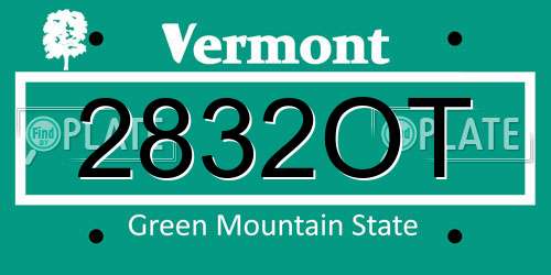 2832OT Vermont License Plate