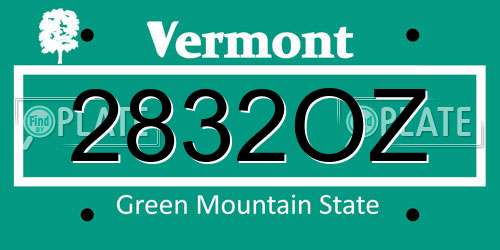 2832OZ Vermont License Plate