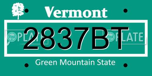 2837BT Vermont License Plate