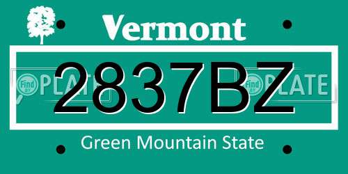 2837BZ Vermont License Plate
