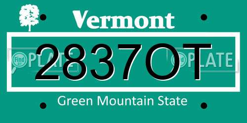 2837OT Vermont License Plate
