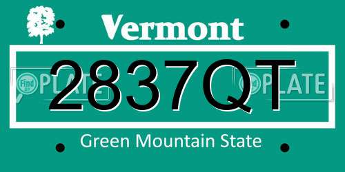2837QT Vermont License Plate