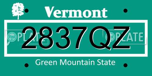 2837QZ Vermont License Plate