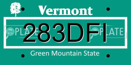 283DFI Vermont License Plate