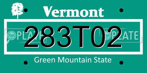 283T02 Vermont License Plate