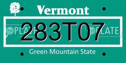 283T07 Vermont License Plate